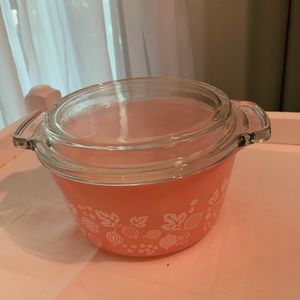 Vintage Pink Gooseberry Pyrex Casserole Dish